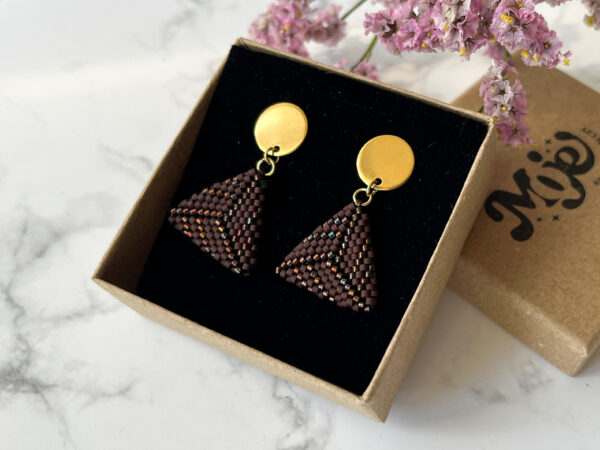 Wiszące Kolczyki Pryzmat Brąz