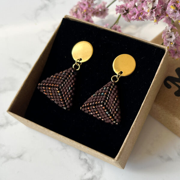 Wiszące Kolczyki Pryzmat Brąz