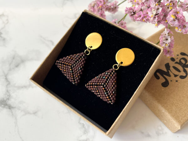 Wiszące Kolczyki Pryzmat Brąz